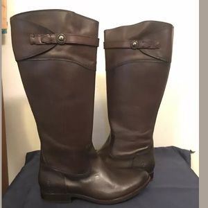 Frye Dark Brown Molly Button Tall Riding Boots